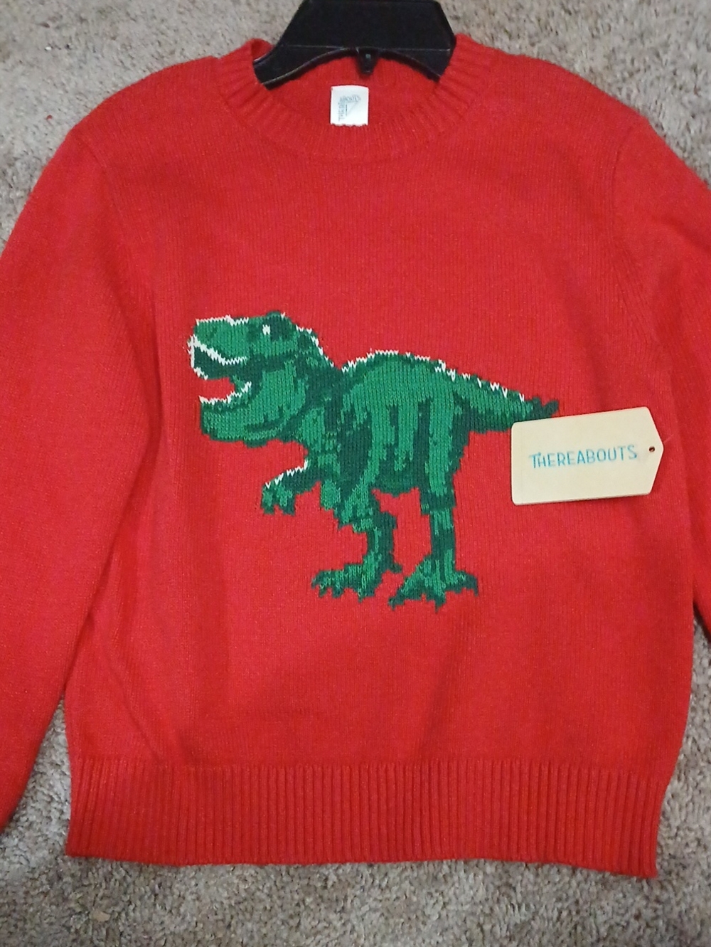 Thereabouts Kids' Red Dinosaur Knit Sweater